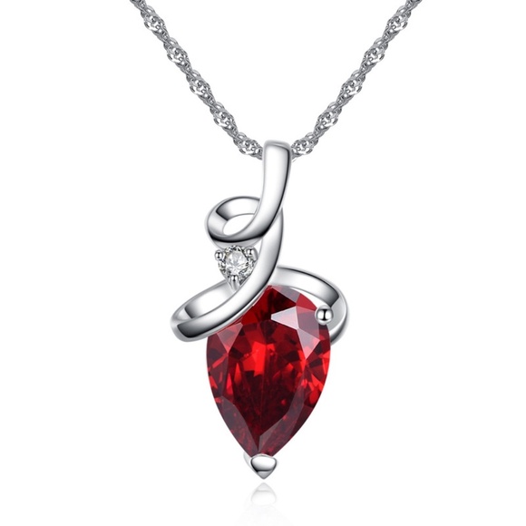 **DALY* Red x Silver Fashion Heart Necklace - Picture 1 of 2